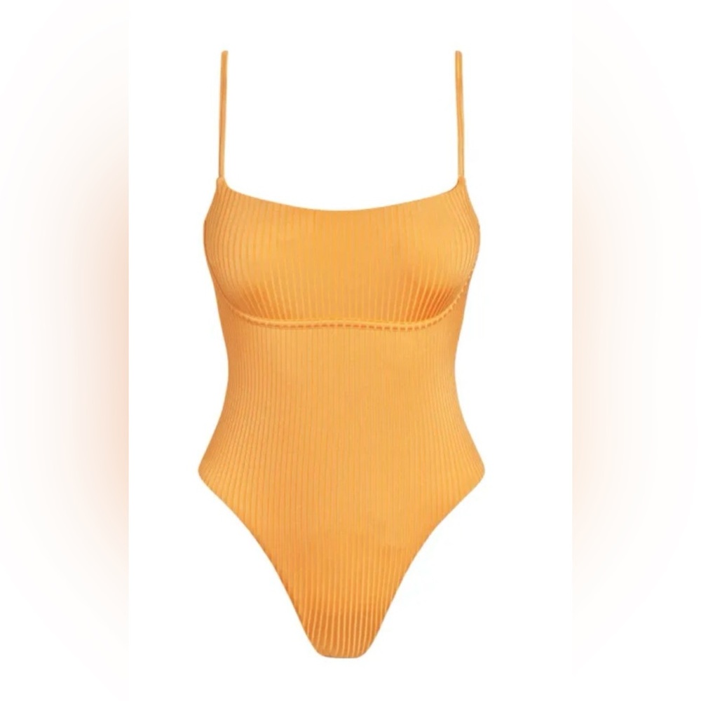 Monday Swimwear Ribbed One-Piece Swimsuit in Mustard Yellow